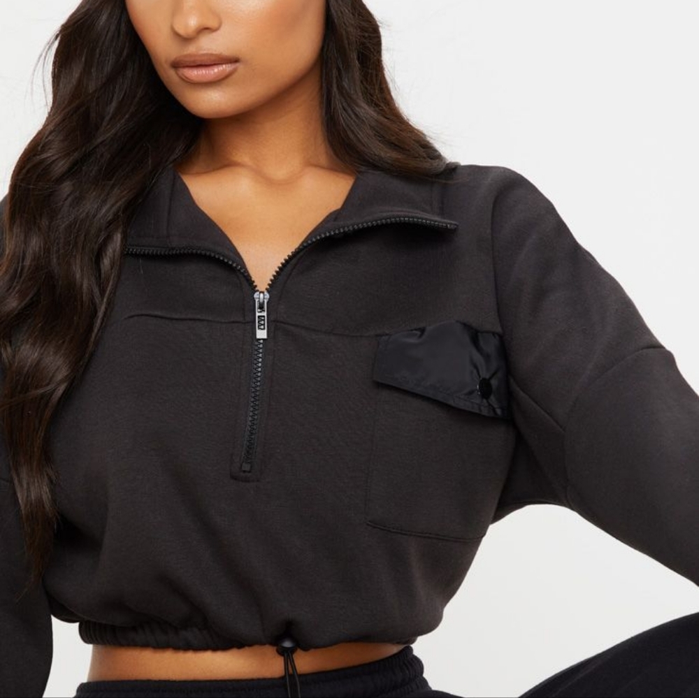 Half Zip Crop Sweatshirt